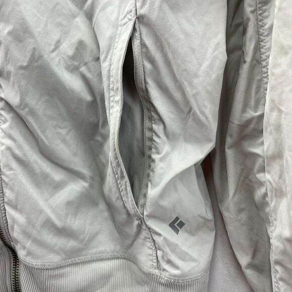 Black Diamond Women's Sz Medium Gray Lightweight Stretch Hooded Jacket Climbing - Picture 8 of 10